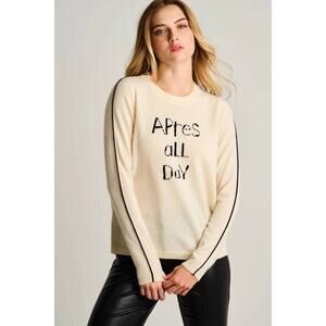 Lisa Todd Apres All Day Cashmere Sweater in Winter White S NEW Quietluxury Cozy